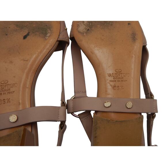 Valentino Garavani Rockstud Quilted Leather Low Heel Sandals Old Rose 36.5 / 6.5 - Picture 7 of 9
